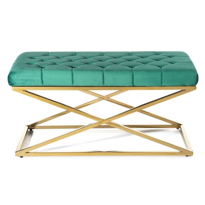 Quilted bench SALIBA 50x97 cm gyllene/grön