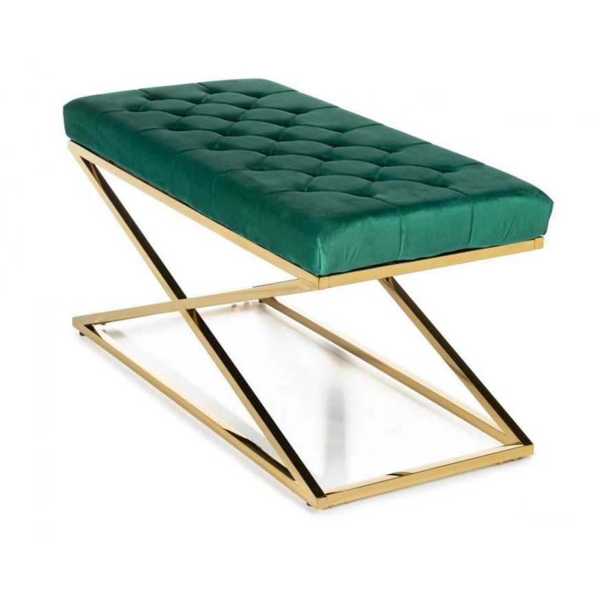 Quilted bench SALIBA 50x97 cm gyllene/grön