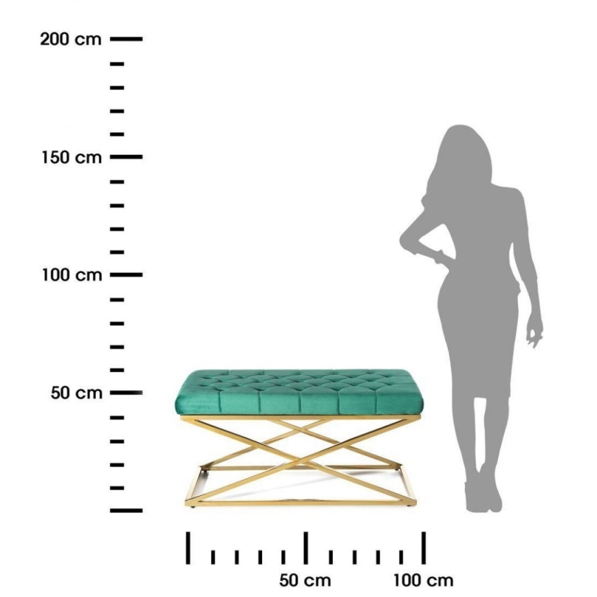 Quilted bench SALIBA 50x97 cm gyllene/grön