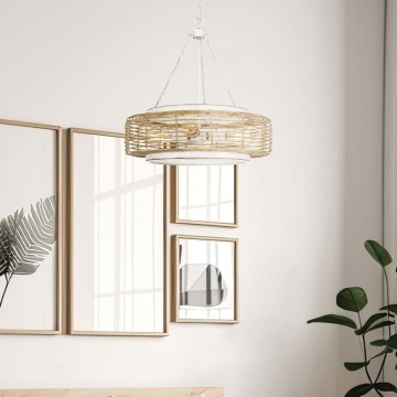 Quoizel - Ljuskrona med kedja WAYLON 4xE27/60W/230V Ø 50,4 cm brun/vit