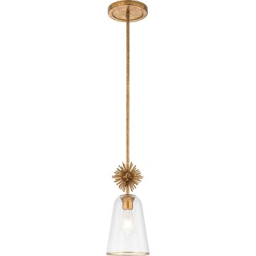 Quoizel - Pendelkrona STARING 1xE27/40W/230V diameter 18,4 cm guld/patina/genomskinlig