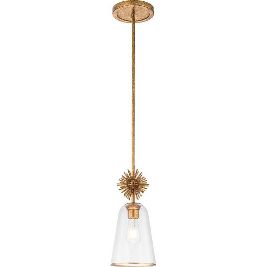 Quoizel - Pendelkrona STARING 1xE27/40W/230V diameter 18,4 cm guld/patina/genomskinlig