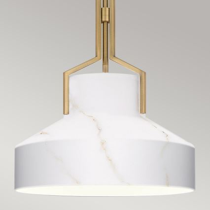 Quoizel - Taklampa med stång BRECKEN 2xE27/60W/230V guld/marmordekor