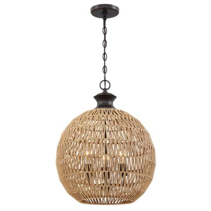 Quoizel - Taklampa med kedja CASABLANCA 3xE27/60W/230V brun