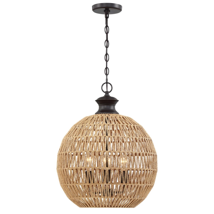 Quoizel - Taklampa med kedja CASABLANCA 3xE27/60W/230V brun
