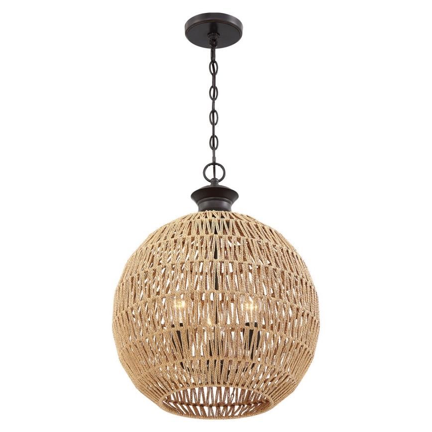 Quoizel - Taklampa med kedja CASABLANCA 3xE27/60W/230V brun