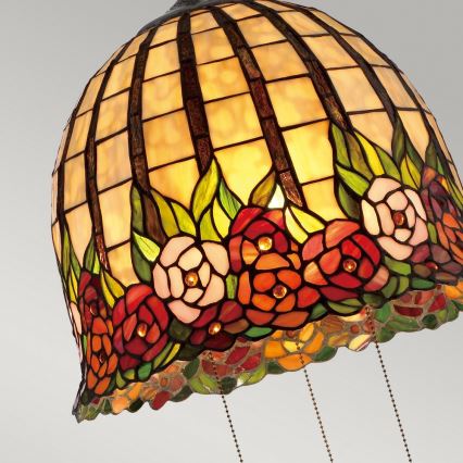 Quoizel - Tiffany-taklampa med kedja ROSECLIFFE 3xE27/100W/230V
