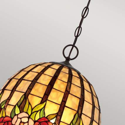 Quoizel - Tiffany-taklampa med kedja ROSECLIFFE 3xE27/100W/230V
