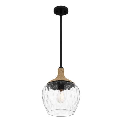 Quoizel - Pendelkrona ROYER 1xE27/60W/230V diameter 30,2 cm genomskinlig/svart/beige