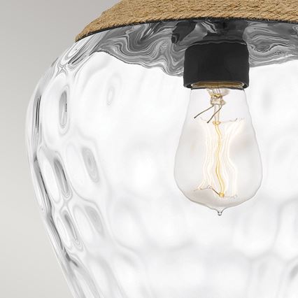 Quoizel - Pendelkrona ROYER 1xE27/60W/230V diameter 30,2 cm genomskinlig/svart/beige