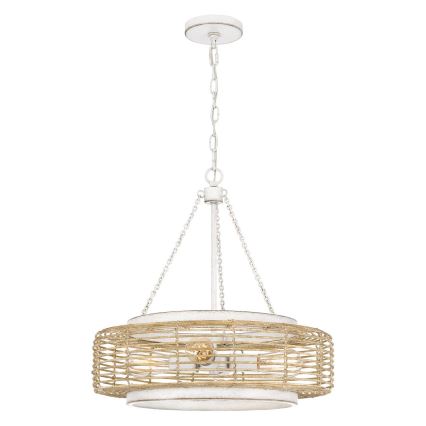 Quoizel - Ljuskrona med kedja WAYLON 4xE27/60W/230V Ø 50,4 cm brun/vit