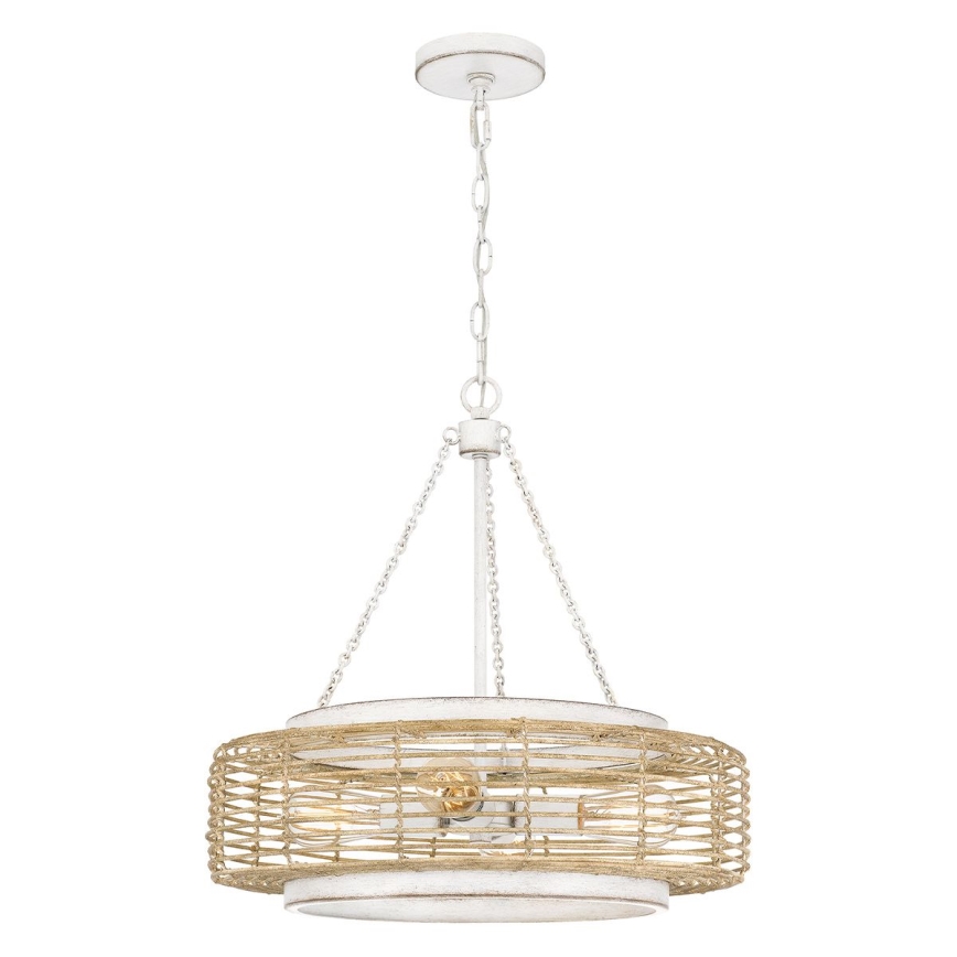 Quoizel - Ljuskrona med kedja WAYLON 4xE27/60W/230V Ø 50,4 cm brun/vit