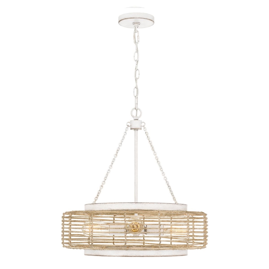 Quoizel - Ljuskrona med kedja WAYLON 4xE27/60W/230V Ø 50,4 cm brun/vit