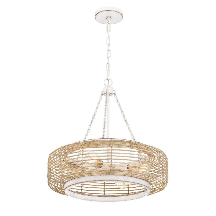 Quoizel - Ljuskrona med kedja WAYLON 4xE27/60W/230V Ø 50,4 cm brun/vit