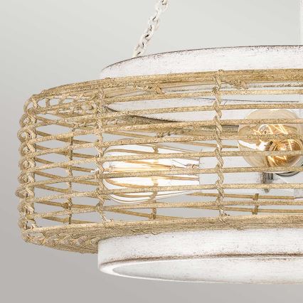 Quoizel - Ljuskrona med kedja WAYLON 4xE27/60W/230V Ø 50,4 cm brun/vit