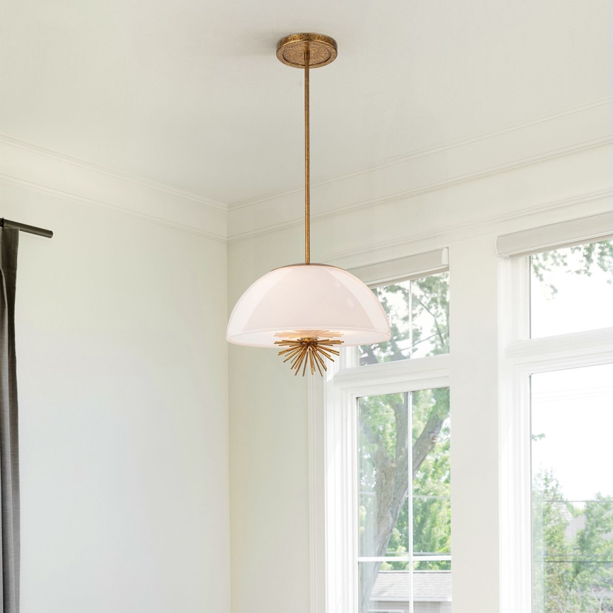 Quoizel - Pendelkrona STARING 3xE14/40W/230V diameter 45,7 cm guld/patina/vit