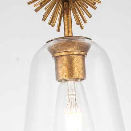 Quoizel - Pendelkrona STARING 1xE27/40W/230V diameter 18,4 cm guld/patina/genomskinlig