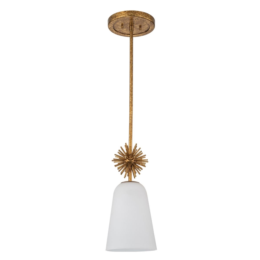 Quoizel - Pendelkrona STARING 1xE27/40W/230V diameter 18,4 cm guld/patina/vit