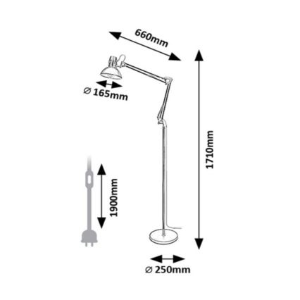 Rabalux - Golv lampa 1xE27/40W/230V svart/skinande krom