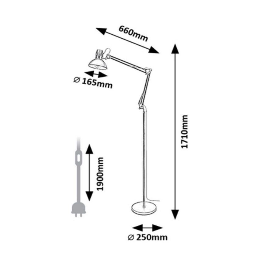 Rabalux - Golv lampa 1xE27/40W/230V svart/skinande krom