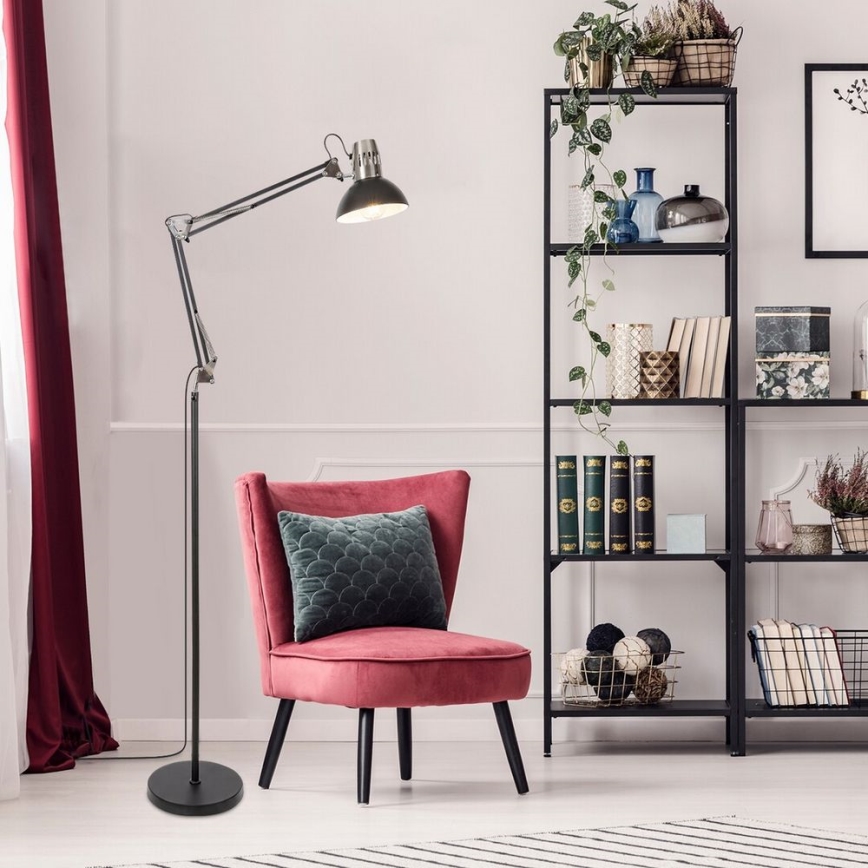 Rabalux - Golvlampa 1xE27/40W/230V svart/glansig krom