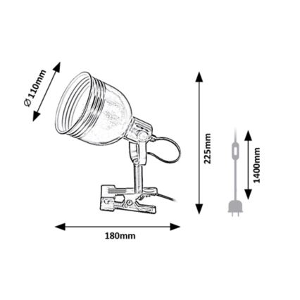 Rabalux 3092 - Spotlight med en klämma 1xE14/25W/230V svart