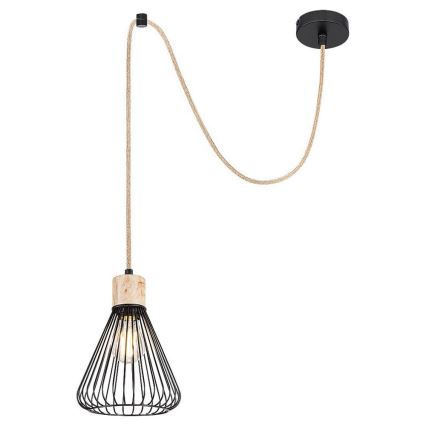 Rabalux - Ljuskrona med upphängningsrem 1xE27/40W/230V svart/bok