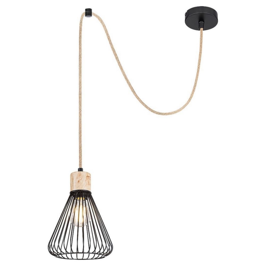 Rabalux - Ljuskrona med upphängningsrem 1xE27/40W/230V svart/bok