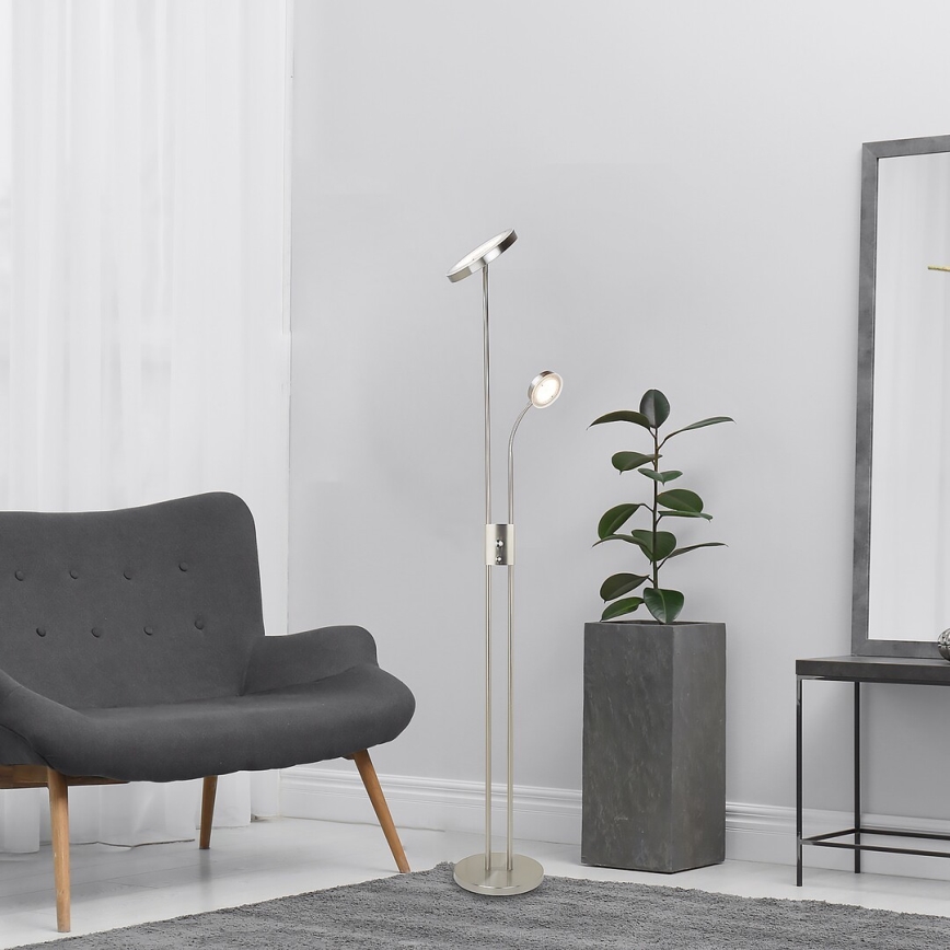 Rabalux - LED Dimbar golvlampa LED/18,5W/230V + LED/4,5W matt krom