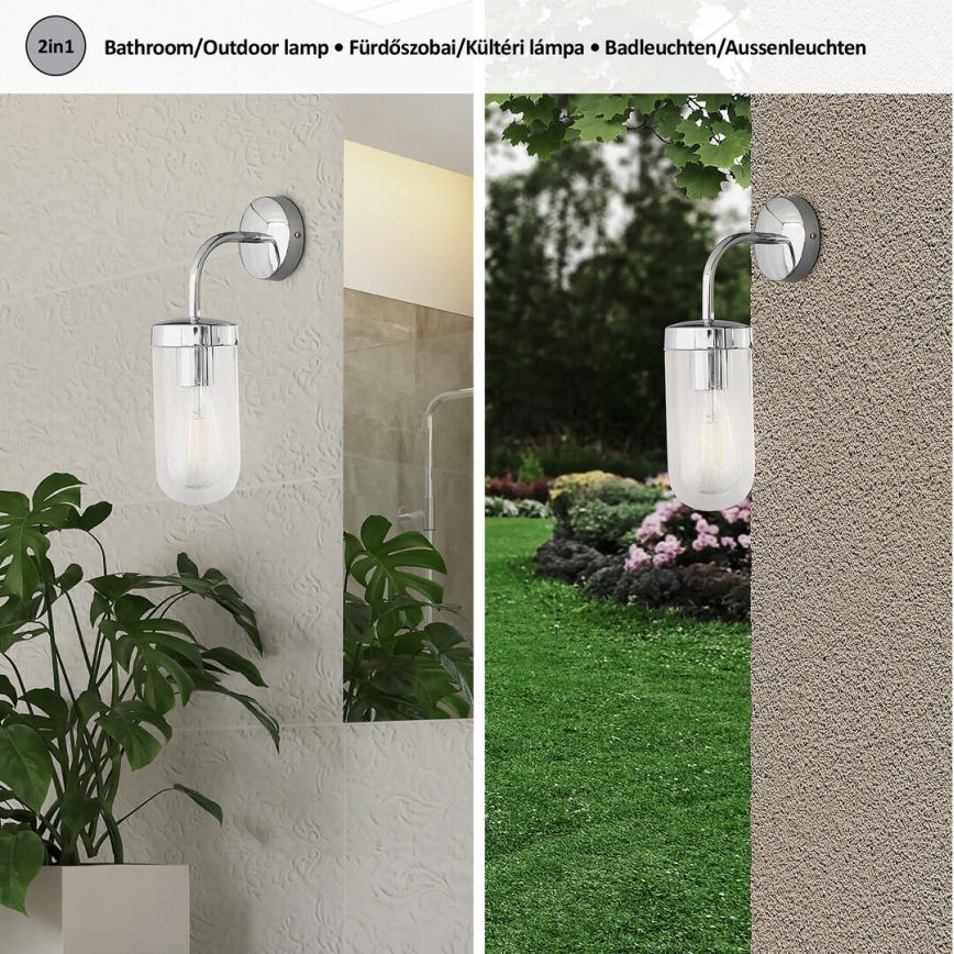 Rabalux - Vägglampa för badrum 1xE27/60W/230V skinande krom