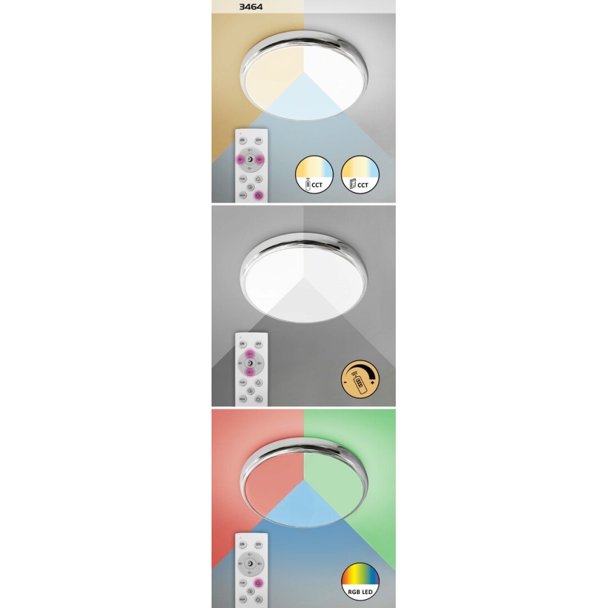 Rabalux - LED RGB Ljusreglerad vägglampa för badrum LED/18W/230V diameter 30 cm 3000-6500K IP44 + fjärrkontroll