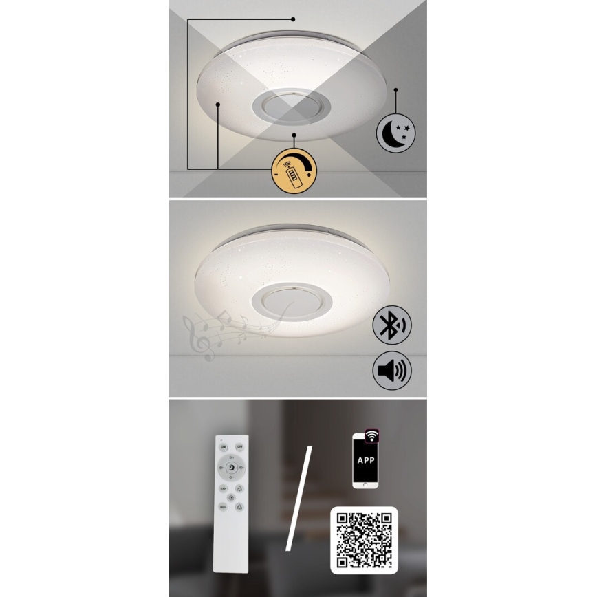 Rabalux - LED RGB Dimbar taklampa med högtalare LED/24W/230V Wi-Fi Tuya + fjärrkontroll