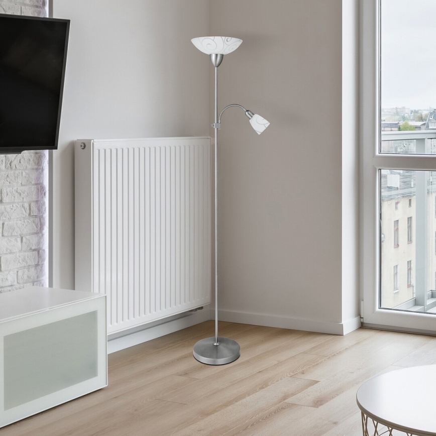 Rabalux 4091 - Golvlampa HARMONY LUX 1xE27/100W + 1xE14/40W