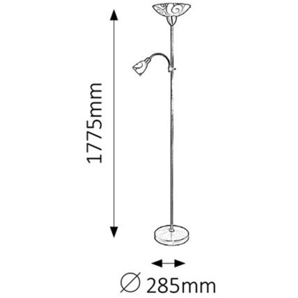 Rabalux 4091 - Golvlampa HARMONY LUX 1xE27/100W + 1xE14/40W
