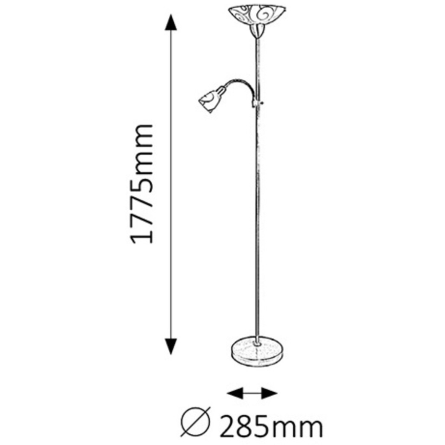 Rabalux 4091 - Golvlampa HARMONY LUX 1xE27/100W + 1xE14/40W