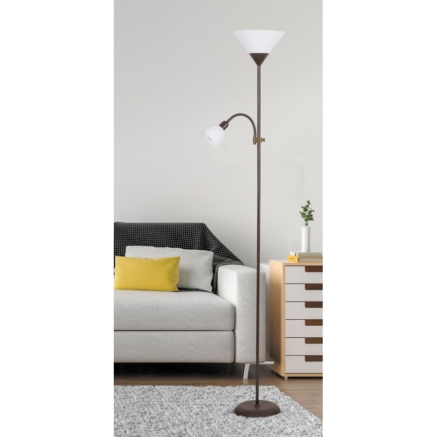 Rabalux 4188 - Golvlampa ACTION 1xE27/100W+1xE14/25W/230V brun