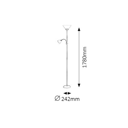 Rabalux 4188 - Golvlampa ACTION 1xE27/100W+1xE14/25W/230V brun