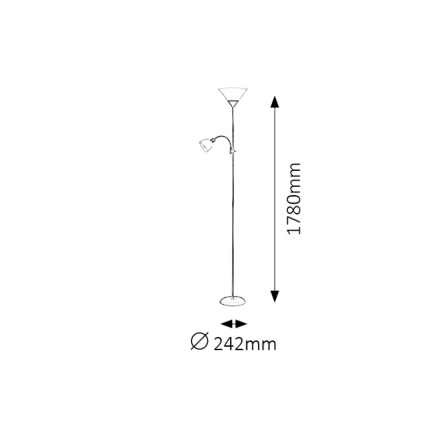 Rabalux 4188 - Golvlampa ACTION 1xE27/100W+1xE14/25W/230V brun