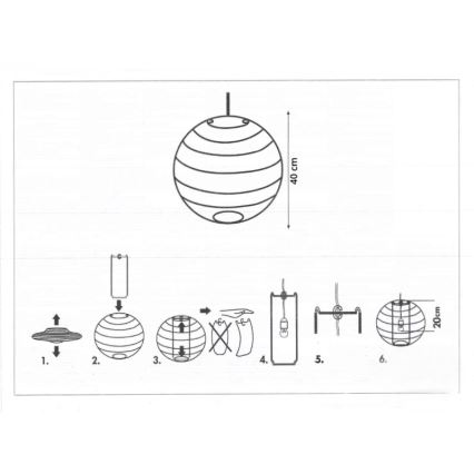 Rabalux 4898 - Lampskärm för ljuskrona RICE vit E27 diameter 40 cm