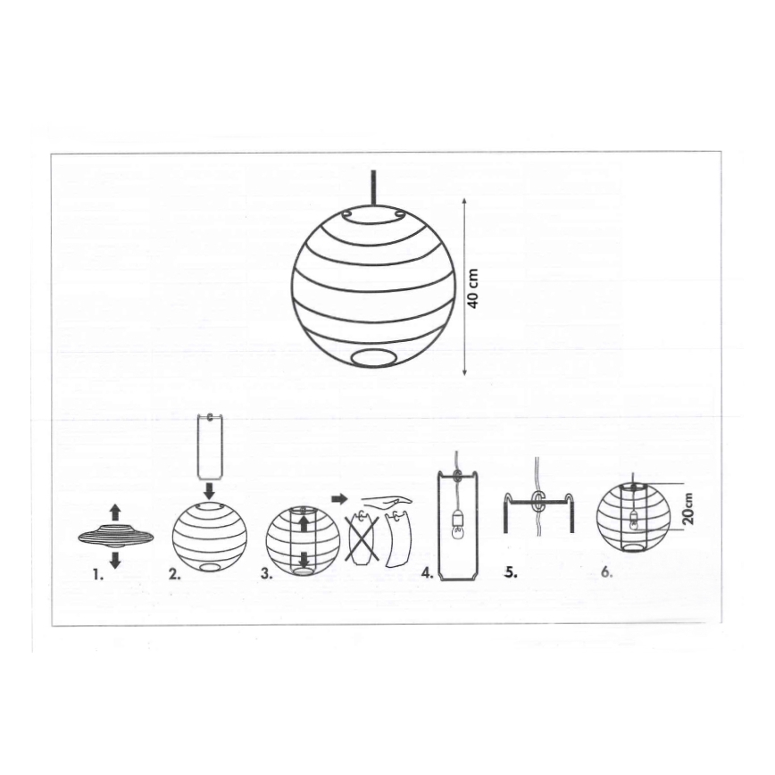 Rabalux 4898 - Lampskärm för ljuskrona RICE vit E27 diameter 40 cm