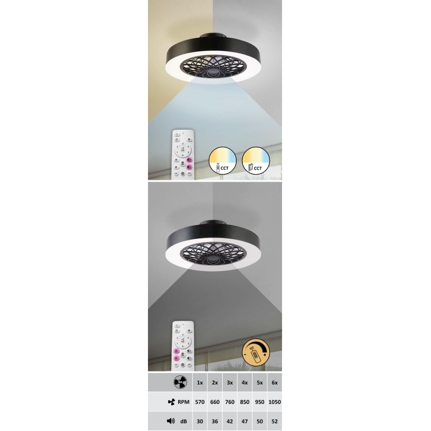 Rabalux 5419 - LED Dimbar lampa med fläkt ADONIAS LED/35W/230V + fjärrkontroll