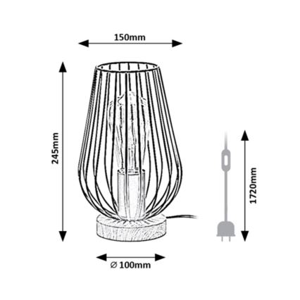 Rabalux - Bordslampa 1xE27/40W/230V svart