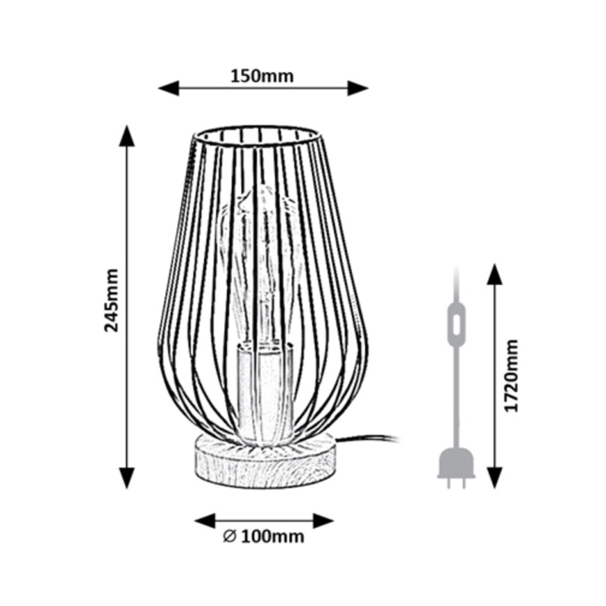 Rabalux - Bordslampa 1xE27/40W/230V svart