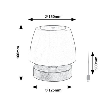 Rabalux - LED ljusreglerad bordslampa LED/3W/5V 2000 mAh IP44