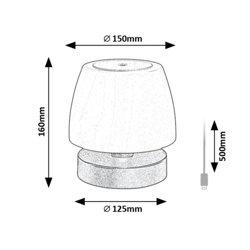 Rabalux - LED ljusreglerad bordslampa LED/3W/5V 2000 mAh IP44