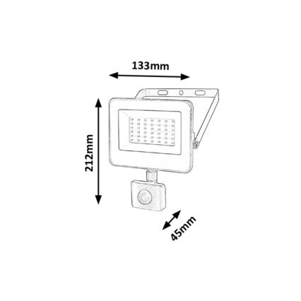 Rabalux - LED strålkastare med sensor LED/30W/230V 4000K IP44 svart