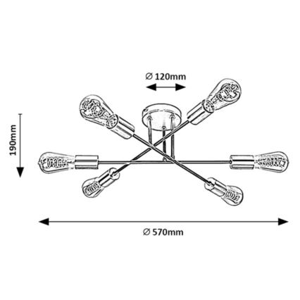 Rabalux - Taklampa 6xE27/25W/230V