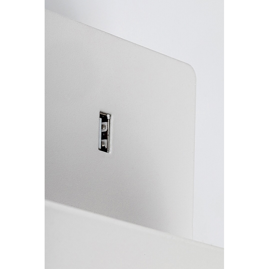 Rabalux - Vägglampa med hylla och USB port 1xGU10/25W/230V vit