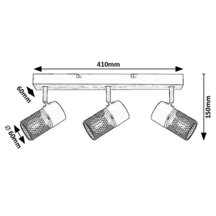 Rabalux - Spotlight 3xE14/40W/230V ek