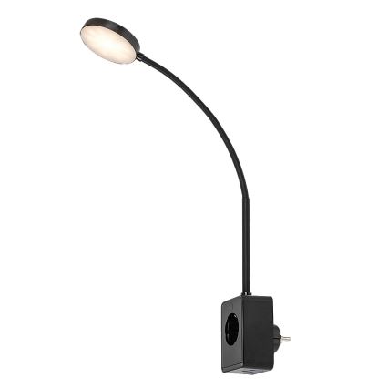 Rabalux - Dimbar LED-vägglampa LED/4W/230V med USB-port för vägguttag, svart